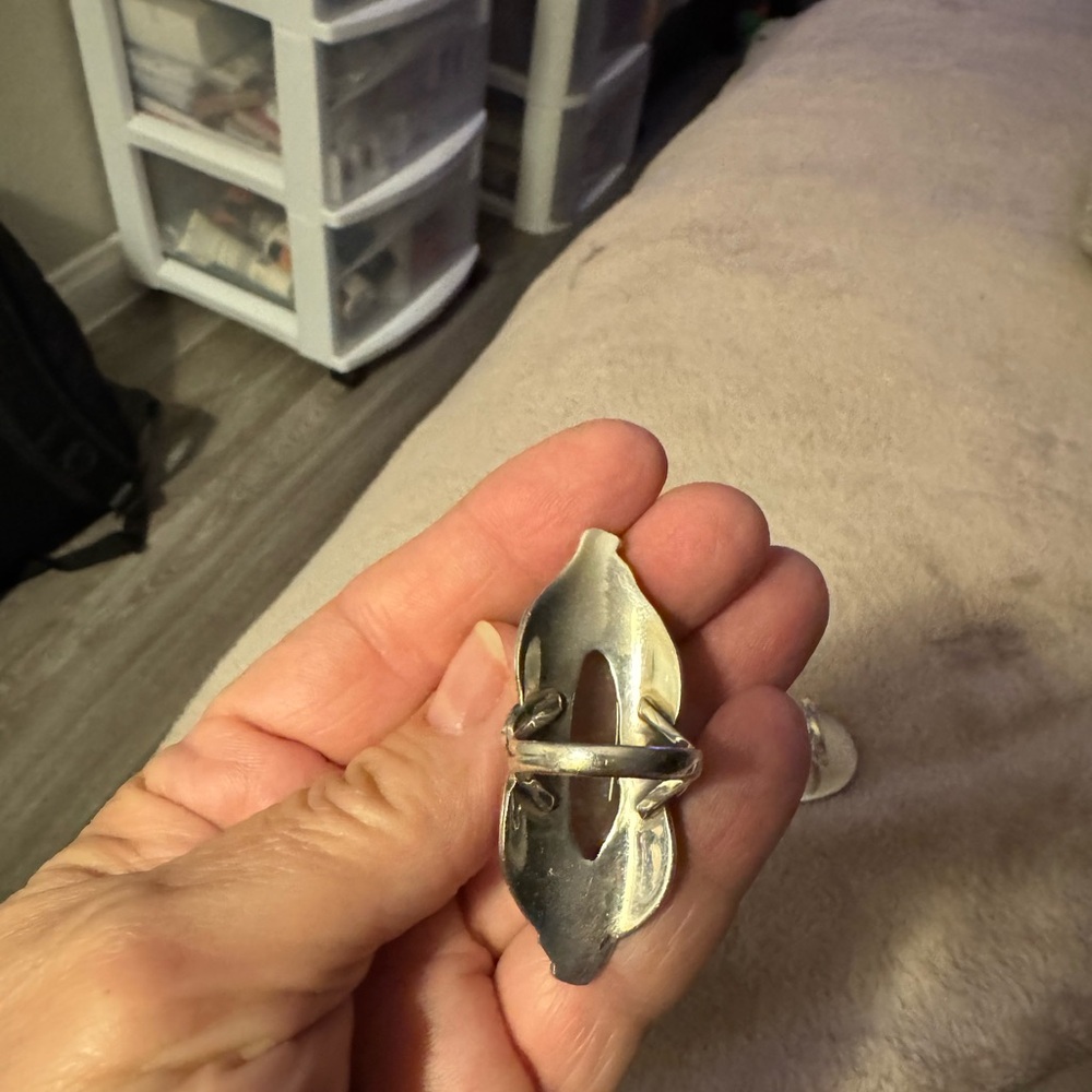 Silver And Rose Quartz Statement Ring Sterling Si… - image 3